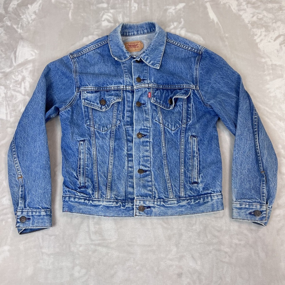 Vintage Levis Trucker Jacket Mens 40R Denim USA 80s Western Americana 70506-0214